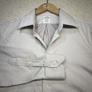 Brooks Brothers Dress Shirt Mens 15.5 4/5 Grey Regent Non-Iron Herringbone 1818
